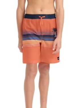 Hurley Kids Orange Stripe Swim Trunks, Size 6-7
